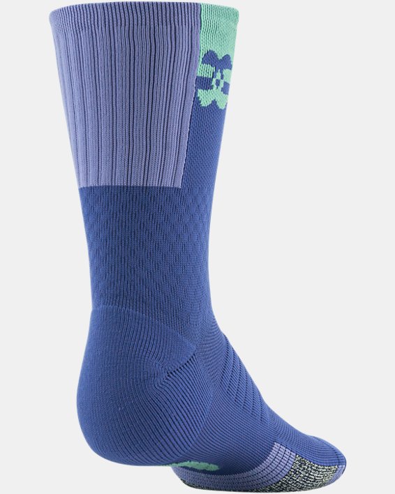 Unisex UA ArmourDry™ Playmaker Mid-Crew Socks, Purple, pdpMainDesktop image number 2